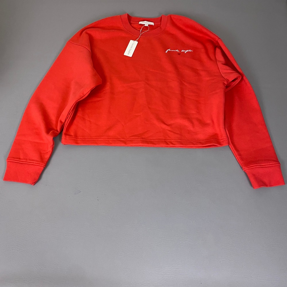 Favorite Daughter Sweatshirt Medium The Cropped Signature Rouge Red New NWT